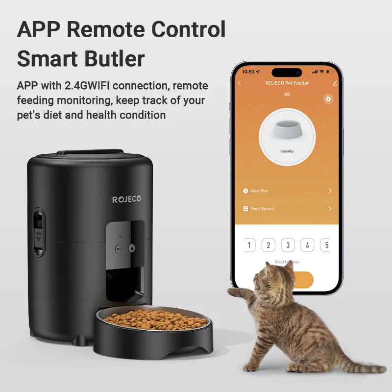 2L Automatic Pet Feeder Smart Cat Food Kibble Dispenser Button Version Smart Control Auto Dog Feeder for Cat Dog Supplies