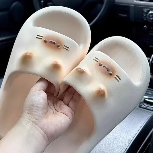 Lovely Bottom Cat Paw Slippers Women Waterproof Indoor Outdoor Shoes Woman Closed Back Slippers Home Slip on Shoes Woman Slipper