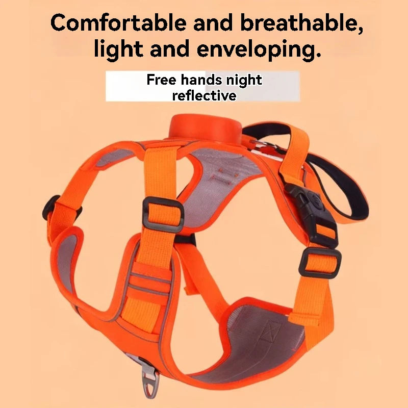 Automatic Retractable Dog Leash with Chest and Back Strap Dog Rope Integrated Vest Reflective Vest for Pets Pet Supplies