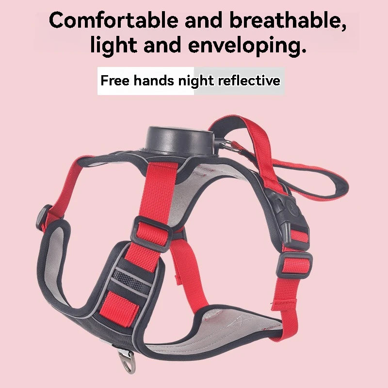 Automatic Retractable Dog Leash with Chest and Back Strap Dog Rope Integrated Vest Reflective Vest for Pets Pet Supplies