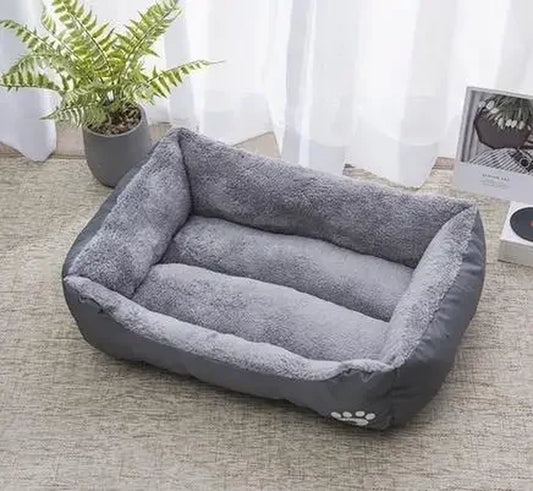 Long Plush Calming Dog Bed Large Pet House - Deep Sleeping Warm Soft Cushion, Non-Slip Bottom for Puppy Chihuahua & Cats