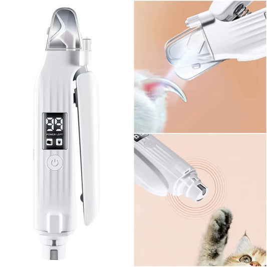2 in 1 Electric Pet Nail Trimmer with LED Lights Pet Nail Grinder Dog Nail Trimmer and Grinder for Small Medium Large Dogs/Cats
