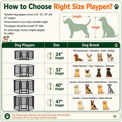 Yaheetech Dog Playpen 24In 16 Panels Pet Fence for Indoor Yard RV Camping