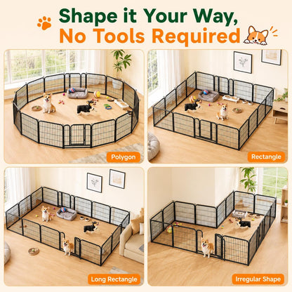 Yaheetech Dog Playpen 24In 16 Panels Pet Fence for Indoor Yard RV Camping