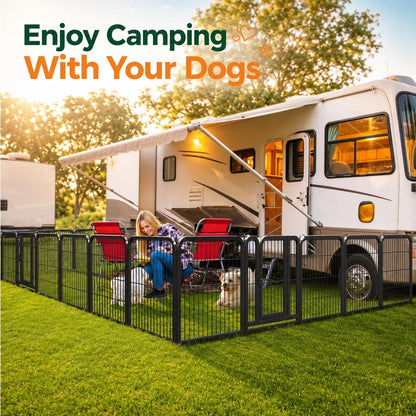Yaheetech Dog Playpen 24In 16 Panels Pet Fence for Indoor Yard RV Camping