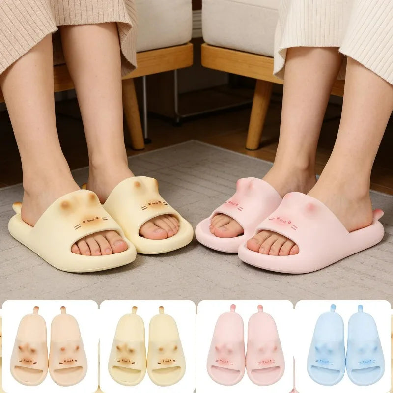 Lovely Bottom Cat Paw Slippers Women Waterproof Indoor Outdoor Shoes Woman Closed Back Slippers Home Slip on Shoes Woman Slipper