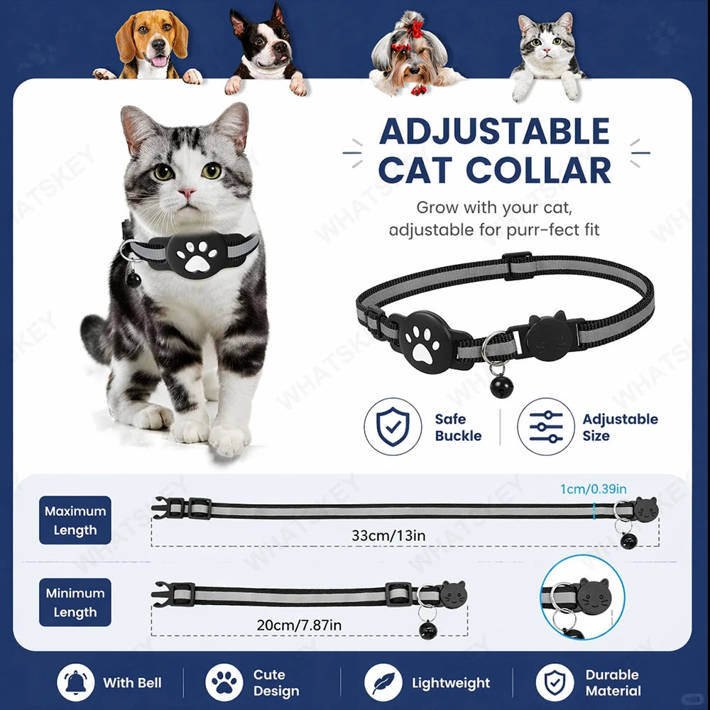 Bluetooth GPS Tracker Woeks with Google Find My (Android Only) Waterproof Smart Tracker Tag with Adjustable Collar for Cats, Pet