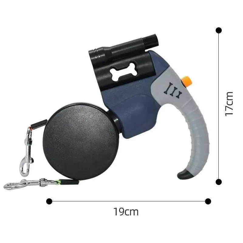 Auto Retractable Double-Headed Dog Leash 3M Rope for 2 Dogs with LED Flashlight 360 Degree Dual Traction Rope Pet Supplies