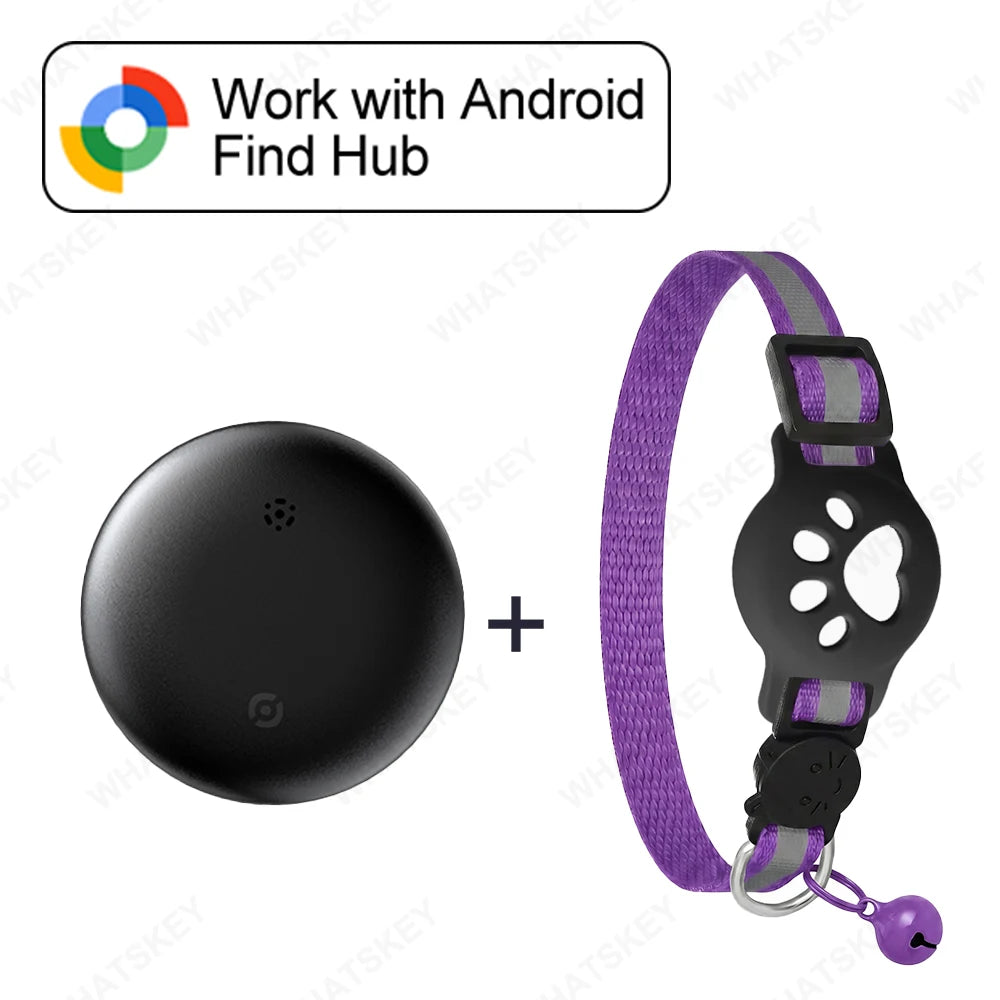 Bluetooth GPS Tracker Woeks with Google Find My (Android Only) Waterproof Smart Tracker Tag with Adjustable Collar for Cats, Pet
