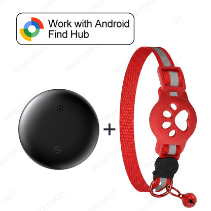 Bluetooth GPS Tracker Woeks with Google Find My (Android Only) Waterproof Smart Tracker Tag with Adjustable Collar for Cats, Pet
