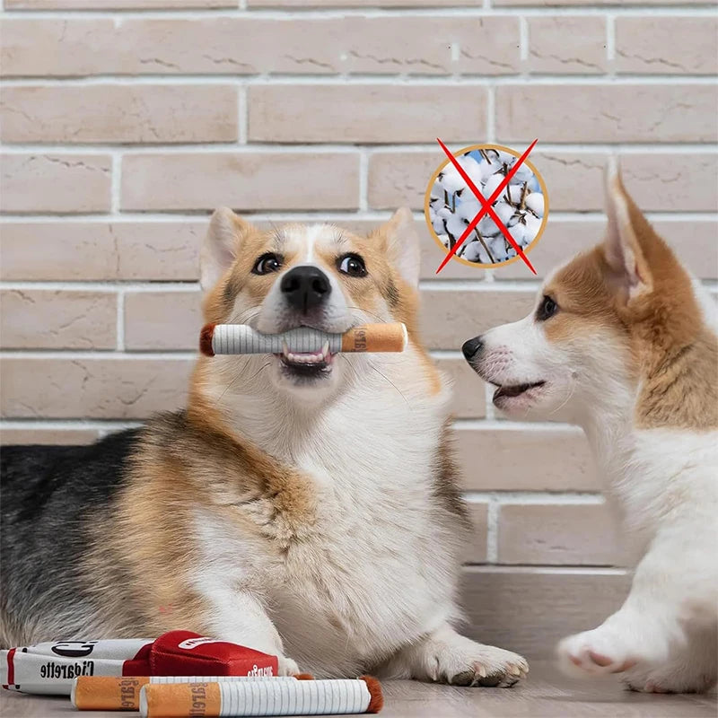 Creative Plush Giggles Dog Toys Cigarette Doll Dog Chewing Anti-Bite Teeth Grinding Plush Simulation Cigarette Pet Dog Supplies