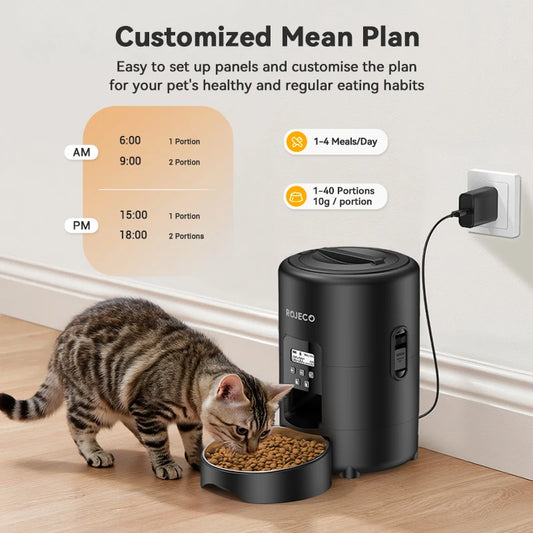 2L Automatic Pet Feeder Smart Cat Food Kibble Dispenser Button Version Smart Control Auto Dog Feeder for Cat Dog Supplies