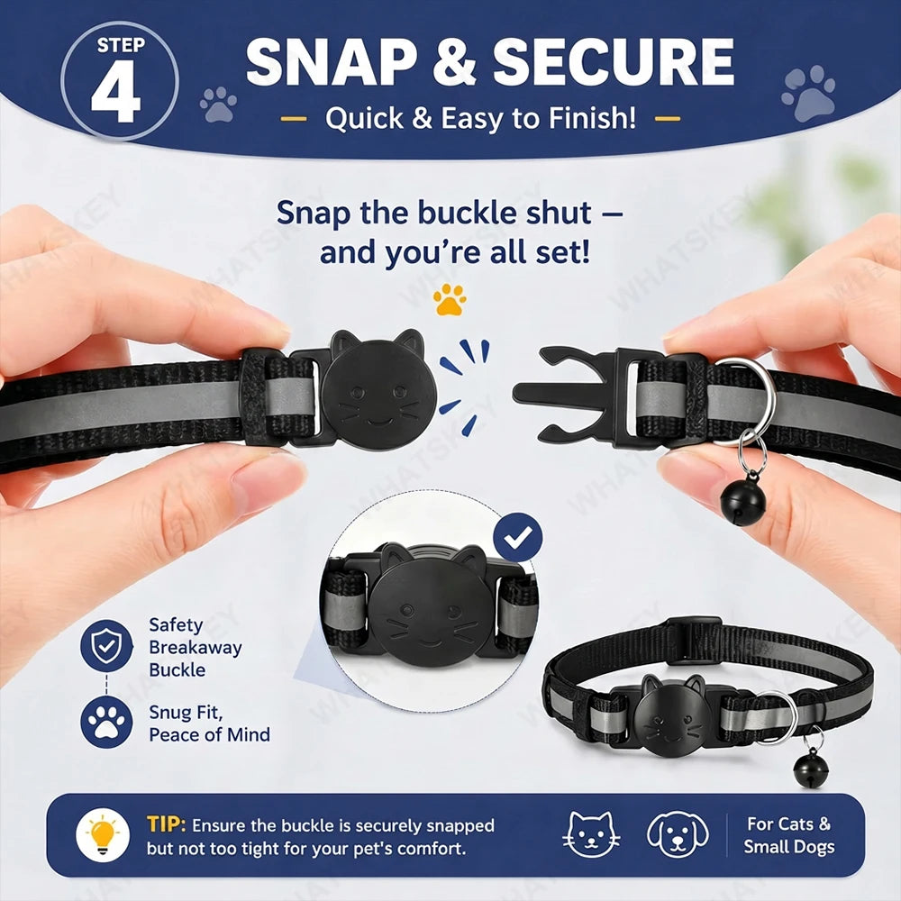 Bluetooth GPS Tracker Woeks with Google Find My (Android Only) Waterproof Smart Tracker Tag with Adjustable Collar for Cats, Pet