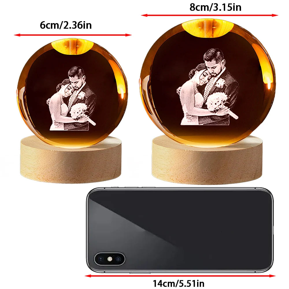 Custom Crystal Ball Photo LED Night Light 