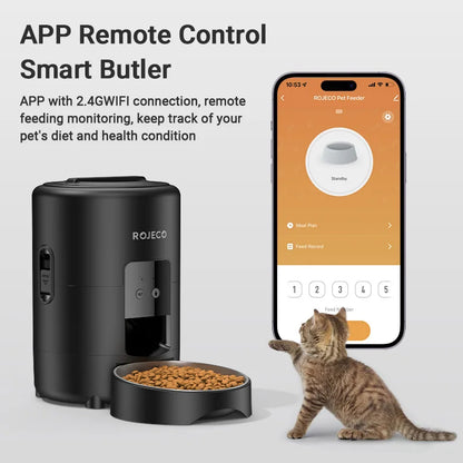2L Automatic Pet Feeder Smart Cat Food Kibble Dispenser Button Version Smart Control Auto Dog Feeder for Cat Dog Supplies