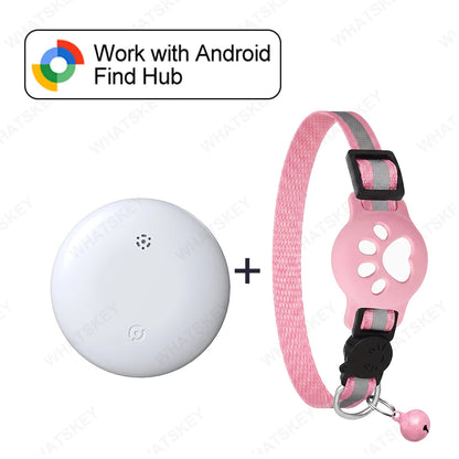Bluetooth GPS Tracker Woeks with Google Find My (Android Only) Waterproof Smart Tracker Tag with Adjustable Collar for Cats, Pet