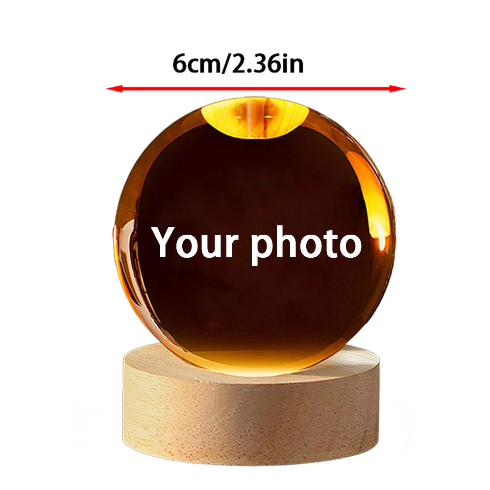 Custom Crystal Ball Photo LED Night Light 