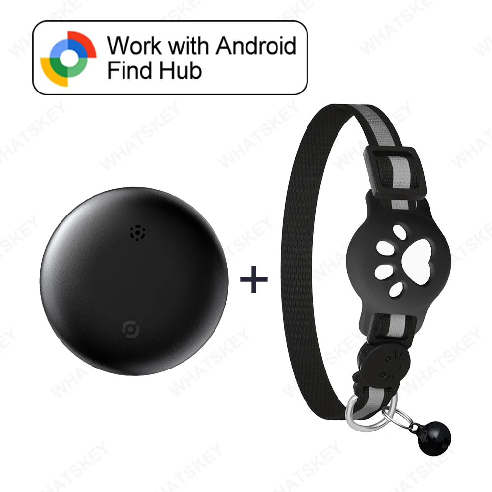 Bluetooth GPS Tracker Woeks with Google Find My (Android Only) Waterproof Smart Tracker Tag with Adjustable Collar for Cats, Pet