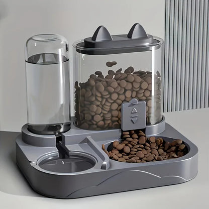 2-In-1 Large Capacity Cat Automatic Feeder, Water Dry Wet Separation Design No Battery Required - for Cats Small Dogs