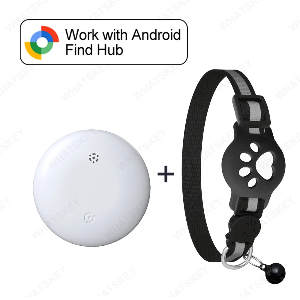 Bluetooth GPS Tracker Woeks with Google Find My (Android Only) Waterproof Smart Tracker Tag with Adjustable Collar for Cats, Pet