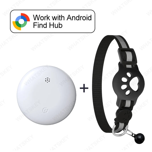 Bluetooth GPS Tracker Woeks with Google Find My (Android Only) Waterproof Smart Tracker Tag with Adjustable Collar for Cats, Pet