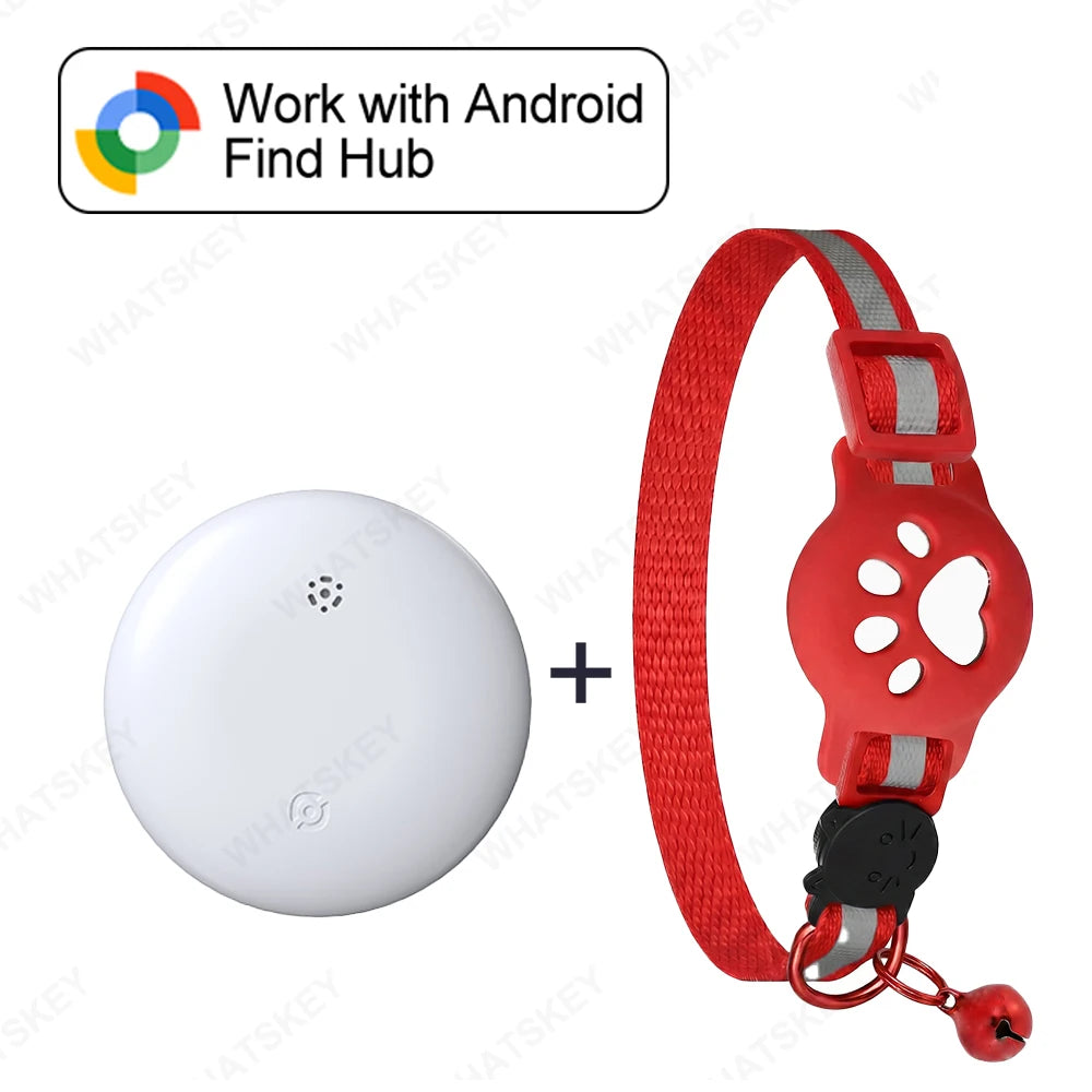 Bluetooth GPS Tracker Woeks with Google Find My (Android Only) Waterproof Smart Tracker Tag with Adjustable Collar for Cats, Pet