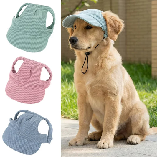Fashion Big Dog Baseball Cap Durable Corduroy Adjustable Pet Sun Hat for Small Medium Large Dogs Golden Retriever Corgi Supplies